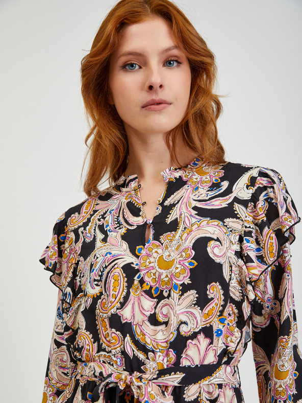 Orsay Bež-črne vzorčaste ženske obleke ORSAY