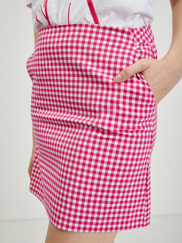 Orsay Temno rožnato žensko karirasto mini krilo ORSAY