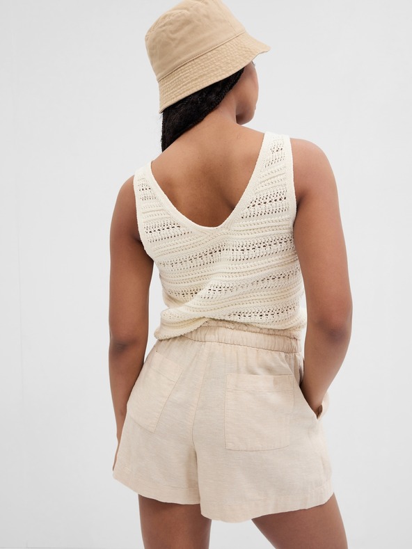 GAP Lanene kratke hlače z elastičnim pasom GAP