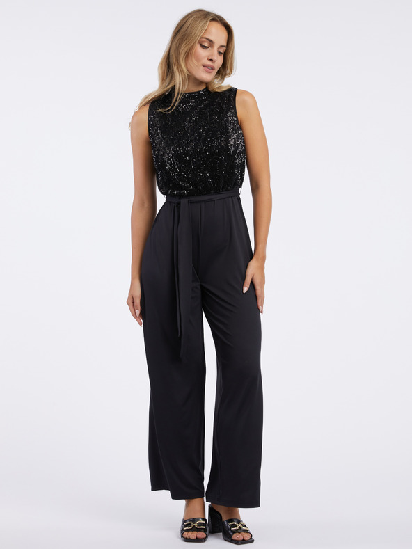 Orsay Črn ženski kombinezon z bleščicami ORSAY