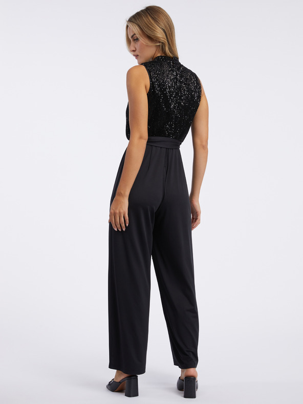 Orsay Črn ženski kombinezon z bleščicami ORSAY