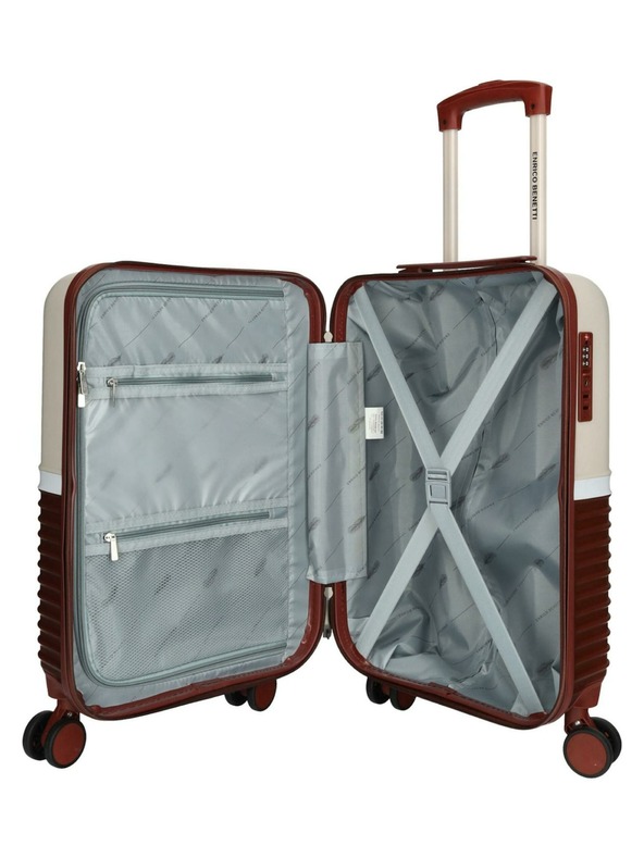 Enrico Benetti Potovalni kovček Enrico Benetti Princetown S Bordeaux/Pink