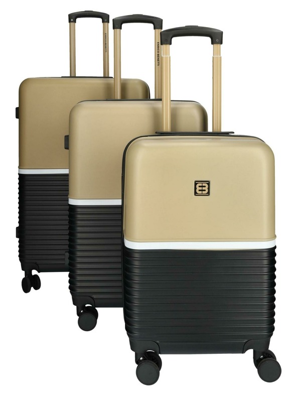 Enrico Benetti Komplet potovalnih kovčkov Enrico Benetti Princetown 21000-03 Black-Camel