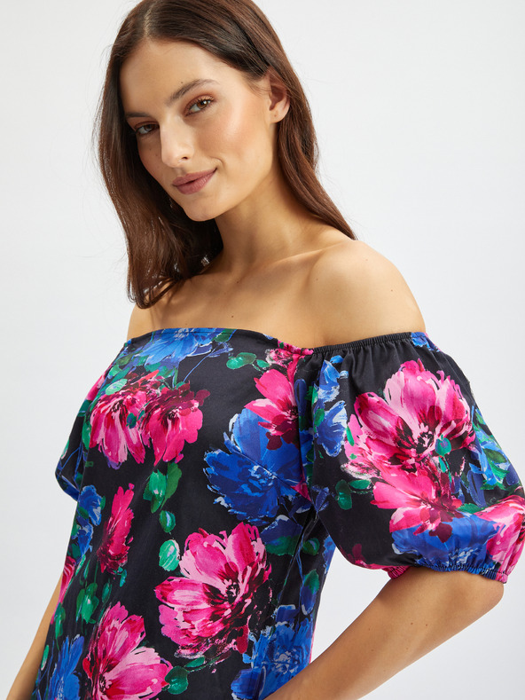 Orsay Rožnato-črna ženska cvetlična obleka ORSAY