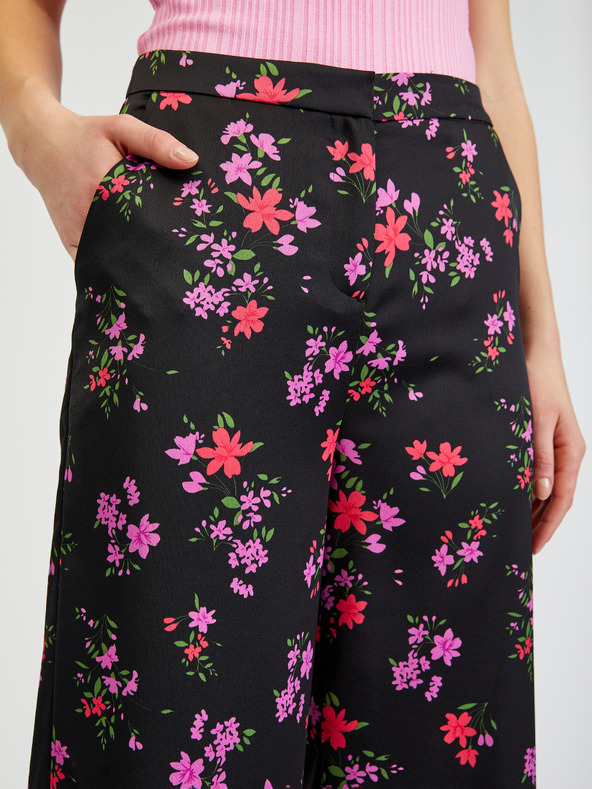 Orsay Črne ženske cvetlične široke hlače ORSAY