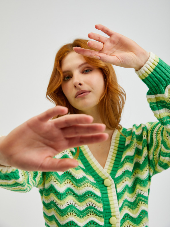 Orsay Zelen ženski črtast kardigan ORSAY