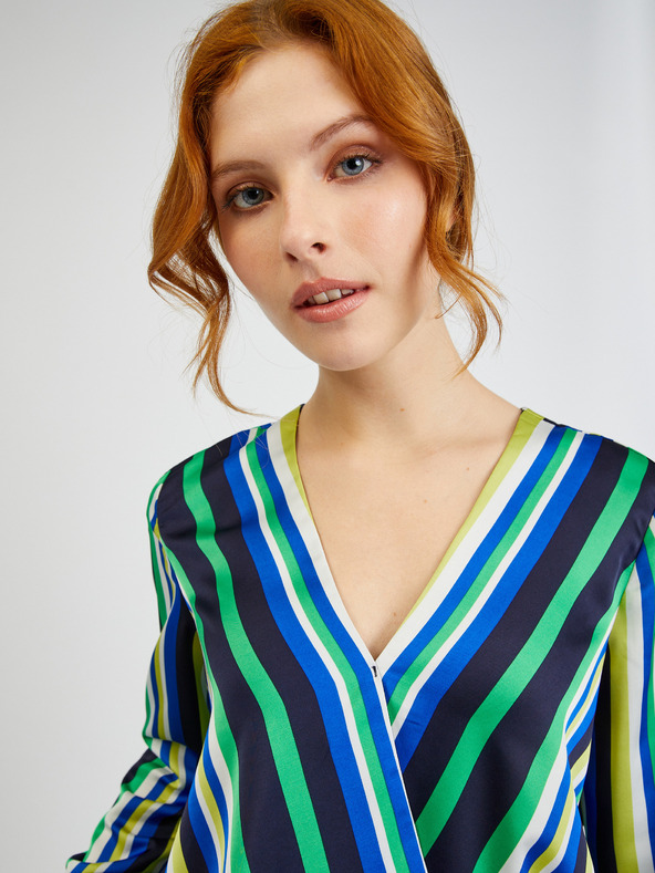 Orsay Modro-zelena ženska črtasta satenasta bluza ORSAY