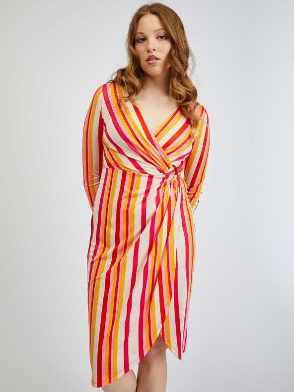 Orsay Rdeče-oranžna ženska črtasta obleka ORSAY