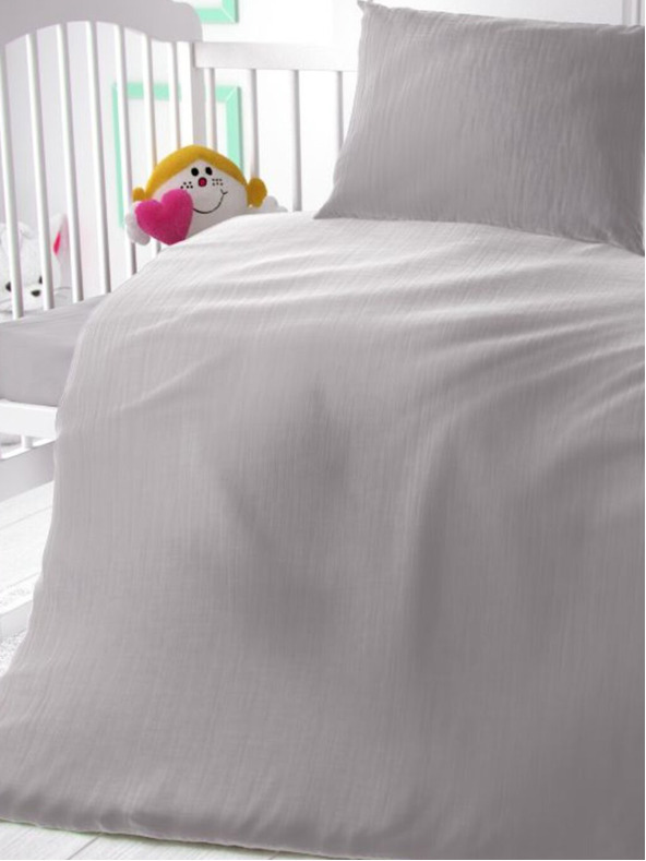 Kvalitex Muslinjasta posteljnina za otroško posteljico svetlo siva Kvalitex