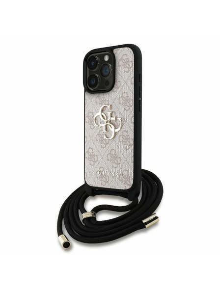Guess Guess PU 4G Metal Logo Crossbody Trak Zadnji ovitek za iPhone 16 Pro Roza