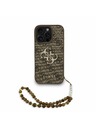Guess Guess PU 4G Metal Logo Trak Zadnji ovitek za iPhone 16 Pro Max Rjav