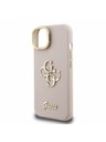 Guess Guess PU Grained 4G Logo Stand Ovitek kamere Zadnji ovitek za iPhone 13 Roza