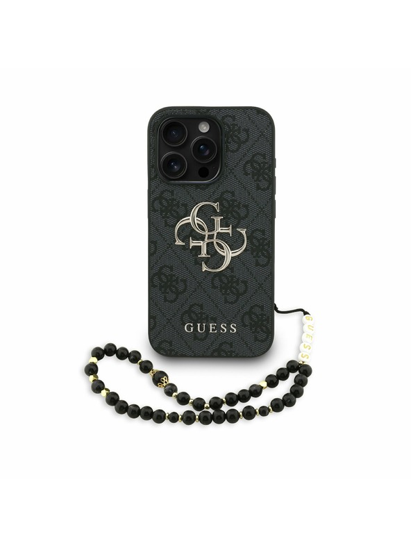 Guess Guess PU 4G Metal Logo Trak Zadnji ovitek za iPhone 15 Pro Max Črn