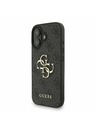 Guess Guess PU 4G Metal Logo Trak Zadnji ovitek za iPhone 16 Črn
