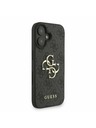 Guess Guess PU 4G Metal Logo Trak Zadnji ovitek za iPhone 16 Črn