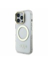 Guess Guess IML Gold Outline Stand Ovitek kamere MagSafe za iPhone 16 Pro Prozoren