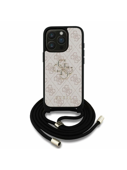 Guess Guess PU 4G Metal Logo Crossbody Trak Zadnji ovitek za iPhone 15 Pro Roza