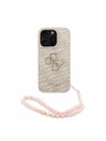 Guess Guess PU 4G Metal Logo Trak Zadnji ovitek za iPhone 16 Pro Roza