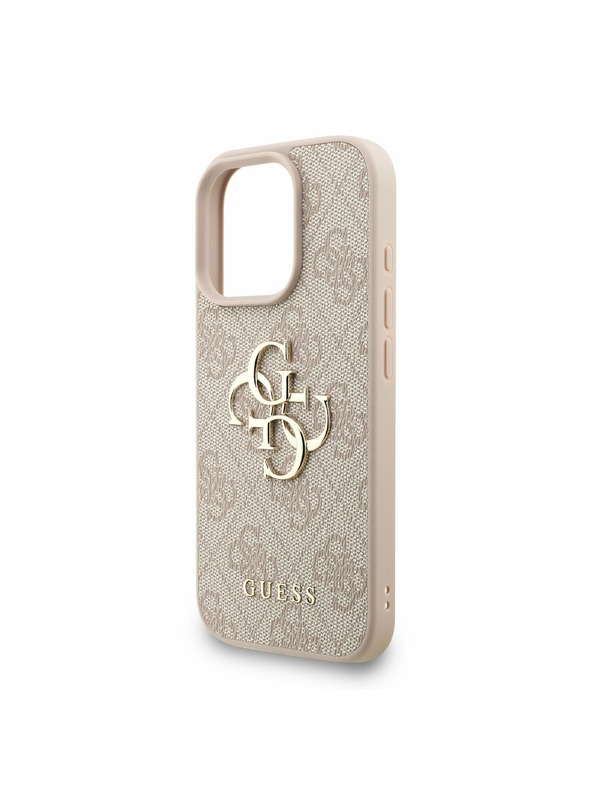 Guess Guess PU 4G Metal Logo Trak Zadnji ovitek za iPhone 16 Pro Roza