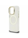 Guess Guess IML Gold Outline Stand Ovitek kamere MagSafe za iPhone 15 Pro Max Prozoren