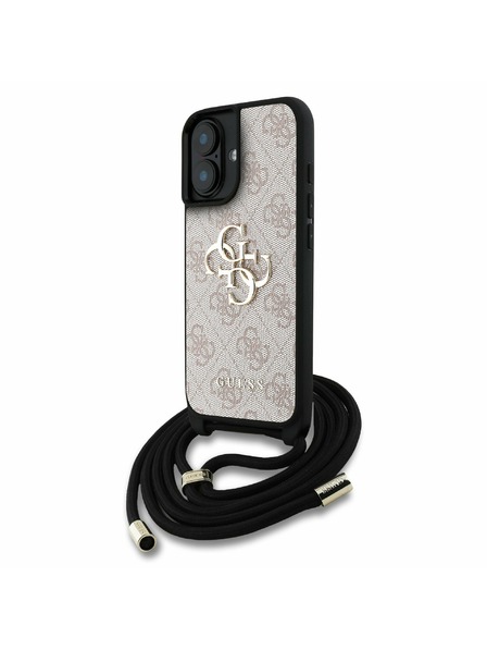 Guess Guess PU 4G Metal Logo Crossbody Trak Zadnji ovitek za iPhone 16 Roza
