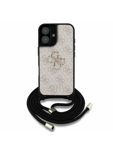 Guess Guess PU 4G Metal Logo Crossbody Trak Zadnji ovitek za iPhone 16 Roza