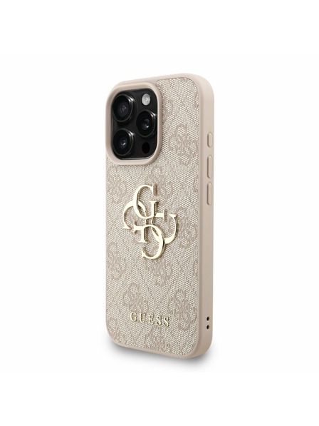 Guess Guess PU 4G Metal Logo Trak Zadnji ovitek za iPhone 16 Pro Max Roza