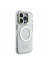 Guess Guess IML Gold Outline Stand Ovitek kamere MagSafe za iPhone 16 Pro Max Prozoren
