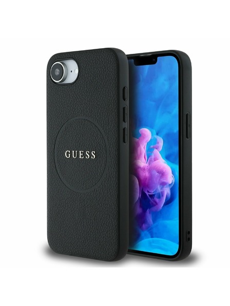 Guess Guess PU Grained Classic Logo MagSafe Zadnji pokrov za iPhone 16e Black