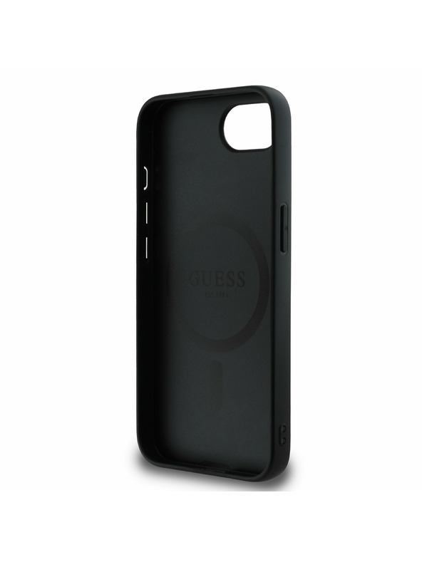 Guess Guess PU Grained Classic Logo MagSafe Zadnji pokrov za iPhone 16e Black