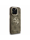 Guess Guess PU 4G Metal Logo Stand Camera Frame Zadnji pokrov za iPhone 15 Pro Max Brown