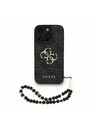 Guess Guess PU 4G Metal Logo Trak Zadnji pokrov za iPhone 16 Pro Max Black