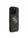Guess Guess PU 4G Metal Logo Trak Zadnji pokrov za iPhone 16 Pro Max Black
