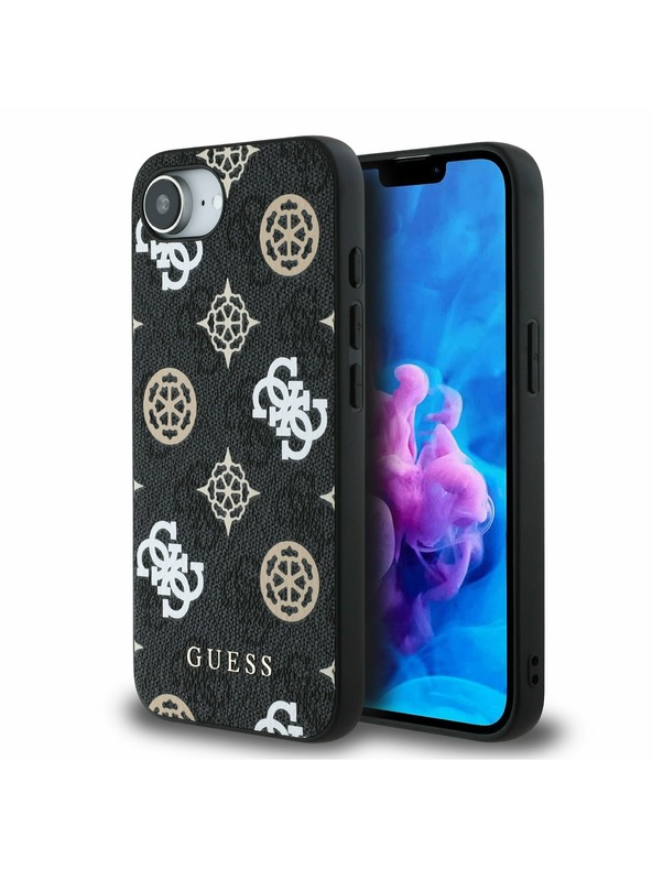 Guess Guess PU 4G Peony MagSafe Zadnji pokrov za iPhone 16e Black