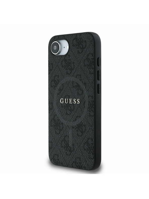 Guess Guess PU Usnje 4G Barvni obroč MagSafe Zadnji pokrov za iPhone 16e Black