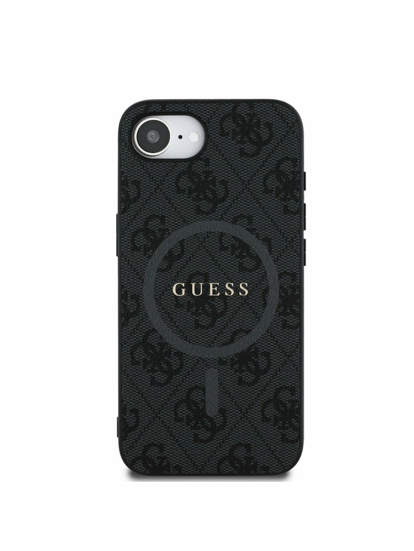 Guess Guess PU Usnje 4G Barvni obroč MagSafe Zadnji pokrov za iPhone 16e Black