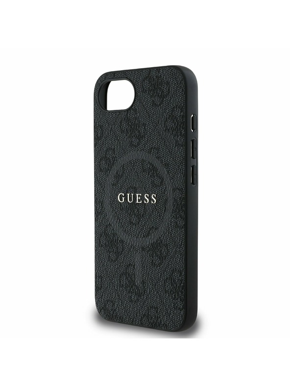 Guess Guess PU Usnje 4G Barvni obroč MagSafe Zadnji pokrov za iPhone 16e Black