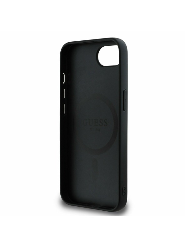 Guess Guess PU Usnje 4G Barvni obroč MagSafe Zadnji pokrov za iPhone 16e Black