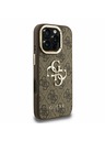 Guess Guess PU 4G Metal Logo Stand Camera Frame Zadnji pokrov za iPhone 16 Pro Brown