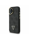 Guess Guess PU 4G Strass Trikotni logotip Stand Camera Frame MagSafe Zadnji pokrov za iPhone 16 Black