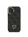 Guess Guess PU 4G Strass Trikotni logotip Stand Camera Frame MagSafe Zadnji pokrov za iPhone 16 Black