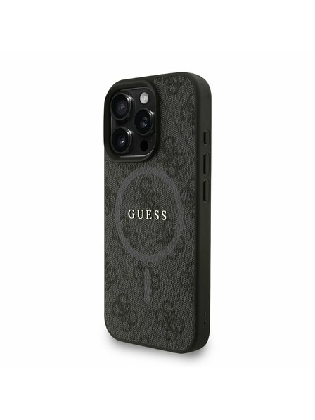 Guess Guess PU Usnje 4G Barvni obroč Trak MagSafe Zadnji pokrov za iPhone 16 Pro Max Black