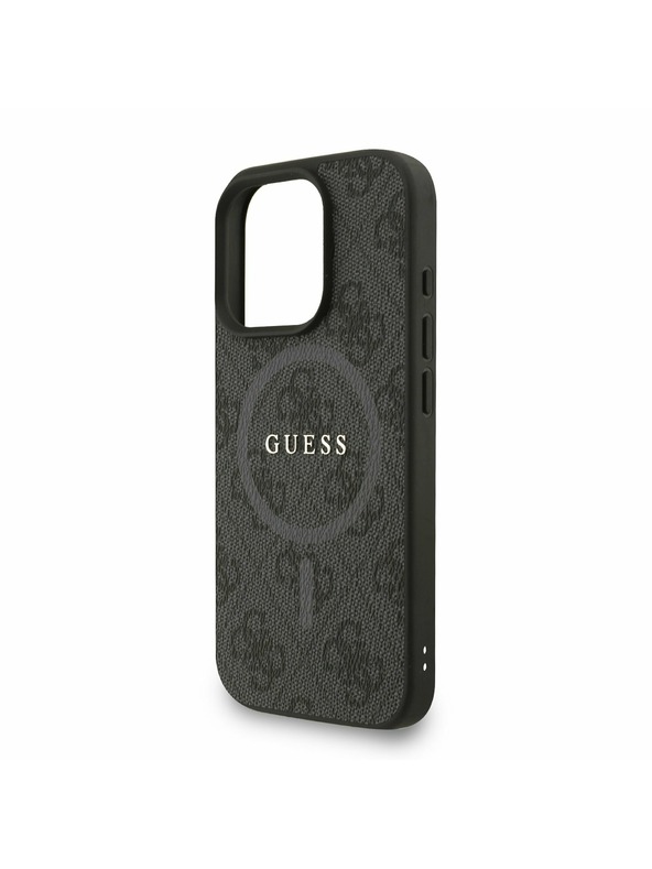 Guess Guess PU Usnje 4G Barvni obroč Trak MagSafe Zadnji pokrov za iPhone 16 Pro Max Black