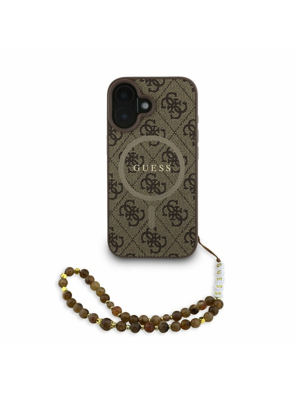 Guess Guess PU Usnje 4G Barvni obroč Trak MagSafe Zadnji pokrov za iPhone 16 Brown