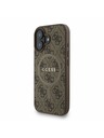 Guess Guess PU Usnje 4G Barvni obroč Trak MagSafe Zadnji pokrov za iPhone 16 Brown