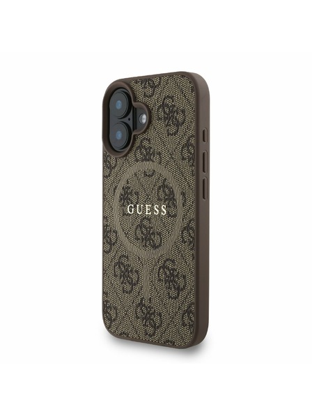 Guess Guess PU Usnje 4G Barvni obroč Trak MagSafe Zadnji pokrov za iPhone 16 Brown