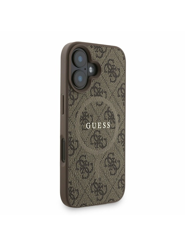 Guess Guess PU Usnje 4G Barvni obroč Trak MagSafe Zadnji pokrov za iPhone 16 Brown