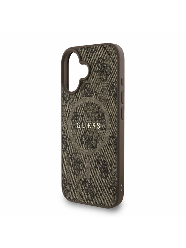 Guess Guess PU Usnje 4G Barvni obroč Trak MagSafe Zadnji pokrov za iPhone 16 Brown