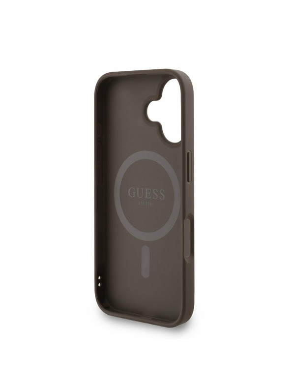 Guess Guess PU Usnje 4G Barvni obroč Trak MagSafe Zadnji pokrov za iPhone 16 Brown