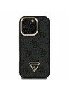 Guess Guess PU 4G Strass Triangle Logo Stand Camera Frame MagSafe Zadnji pokrov za iPhone 16 Pro Max Black
